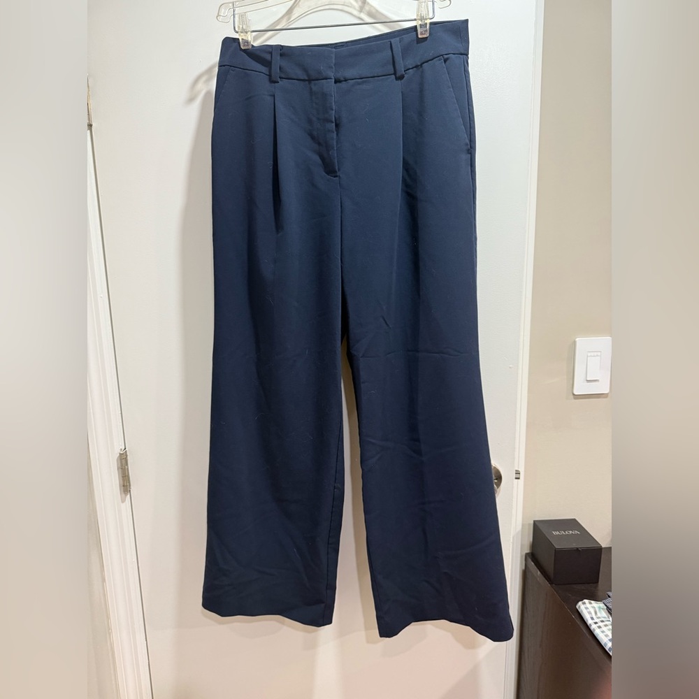 LOFT Navy Wide-Leg Trousers
